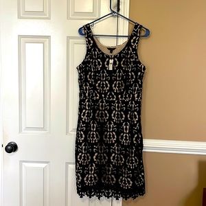 Banana Republic dress size 12 black & tan/nude, zipper on the side, brand new